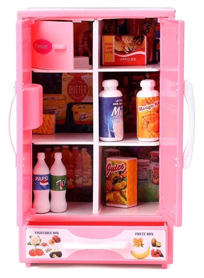 Shivaaro Plastic Premium Fridge Toy for Kids, Lovely 2 Drawer Refrigerator Kitchen Toy (Pink) - Image 2